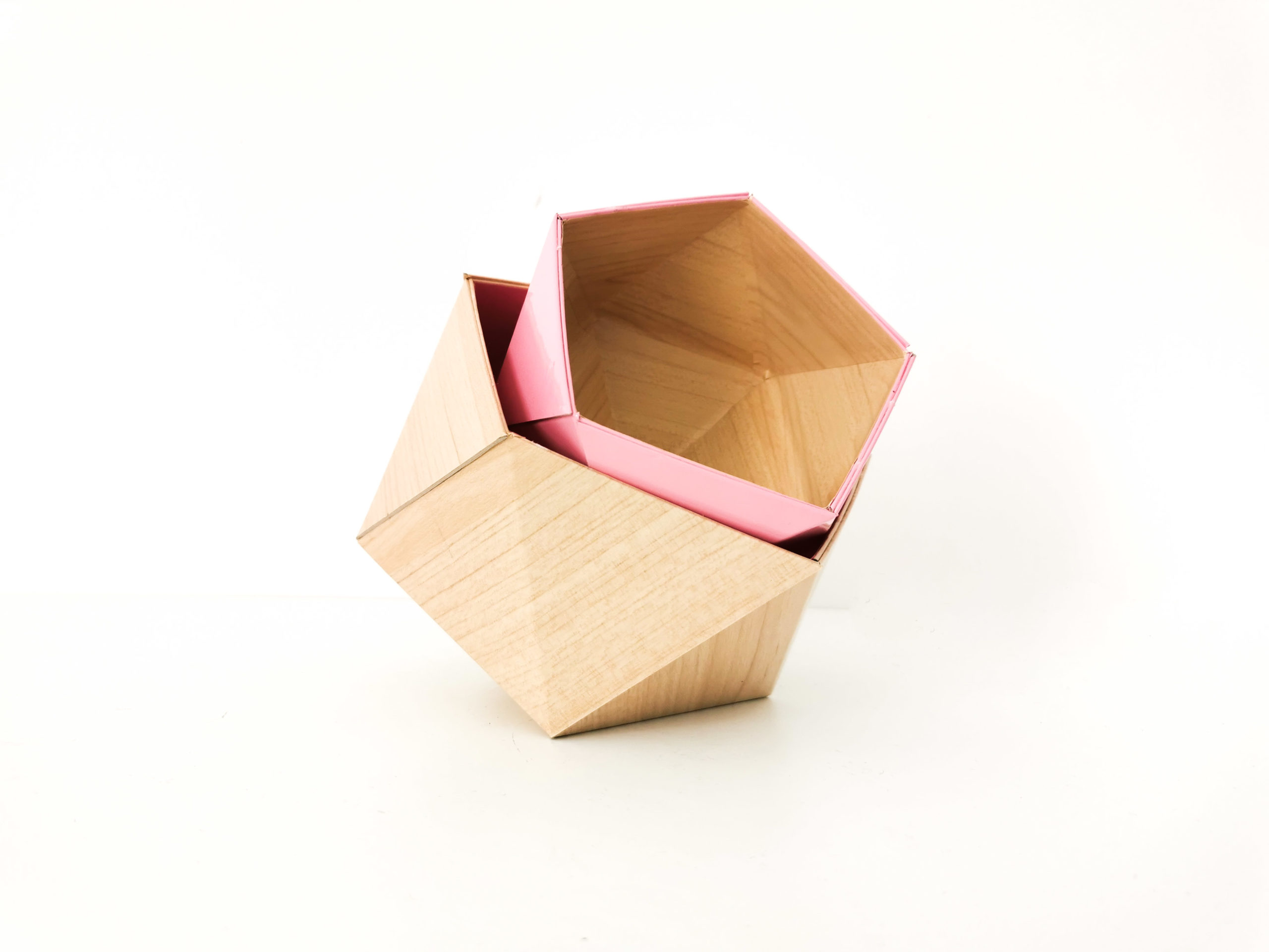 paniers boîtes en bois vide poche boîtes à bijoux rangement boîtes en carton Boîtes origami bois érable et rose Leewalia 